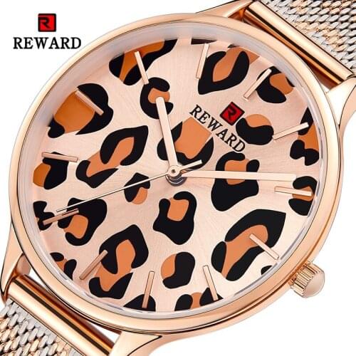 REWARD Fashion New Women Watches Thin Dial Mesh Strap Quartz Japanese Movement Waterproof Wristwatch Lady Montre Femme