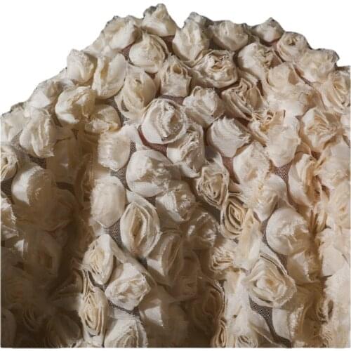 Width 53'' Apricot Rose Soft Fashion Comfortable Chiffon Fabric By The Half Yard For Creative Dress Background Cloth Material