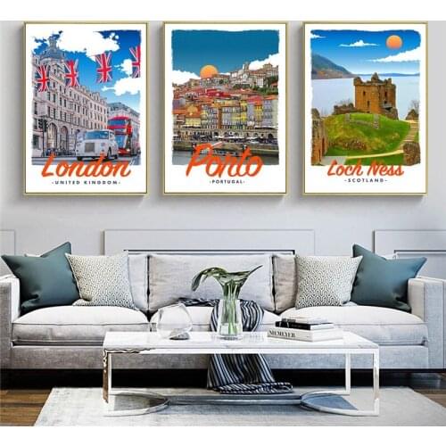 Scotland London Europe City Travel Poster Canvas Painting Nature Landscape Wall Paintings for Livingroom Art Prints Decoration