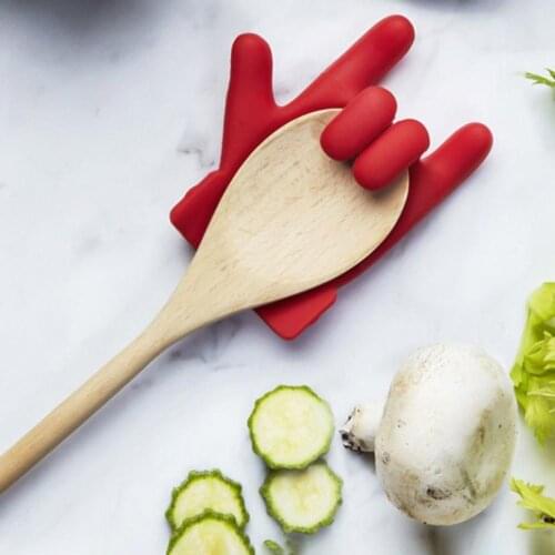 Silicone Soup Finger Shape Spoon Rest Container Rack Holder Kitchen Supplies