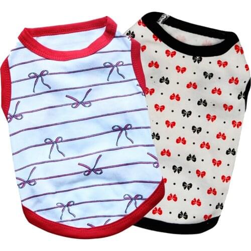 Pet Supplies Summer New Style Comfortable Breathable Soft Printing Bow T-shirt Vest Short-sleeved Puppy Dog Clothes