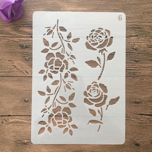 Rose A4 29*21cm DIY Stencils Wall Painting Scrapbook Coloring Embossing Album Decorative Paper Card Template stencil plastic
