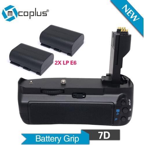 Mcoplus BG-7D Vertical Battery Grip with 2pcs LP-E6 Batteries for Canon EOS 7D Camera as BG-E7 Meike MK-7D