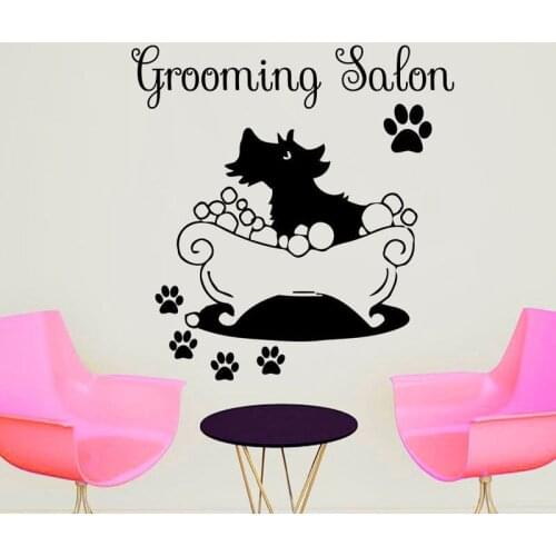 Vinyl Wall Decals Taking A Bath To The Dog Creative Wall Sticker Funny Petshop Decals For Dog Pet Shop Decoration ZS104