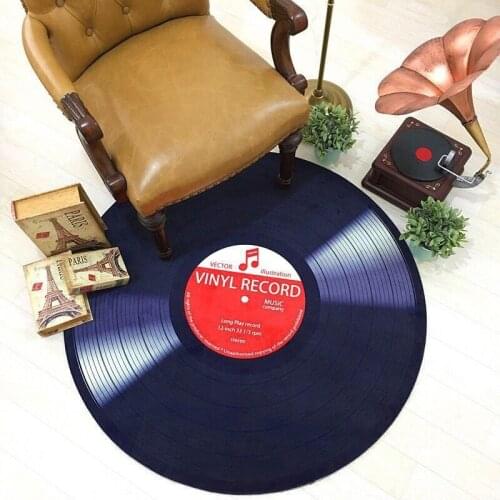 Music Vinyl Record Carpet Non-slip 3D Bedroom Living Room Bedroom Floor Mat Classic Round Printed Soft Kids Room Decor Mat