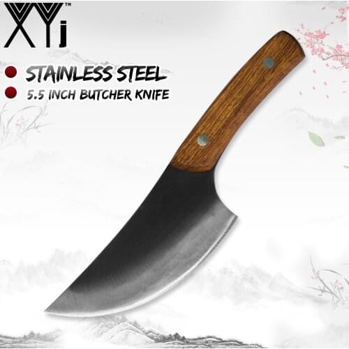 XYj Boning Knife Slaughter Butcher Cooking Tool Handmade Hammered Clad Steel Kitchen Accessories High Carbon Forged Chef Knife