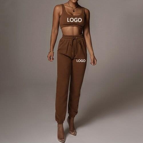 Women 2 Piece Set Lounge Fitness Wear Vest Crop Top + Leggings Bodycon Tracksuit Women Sports Bra Pants Outfits Jogging Femme