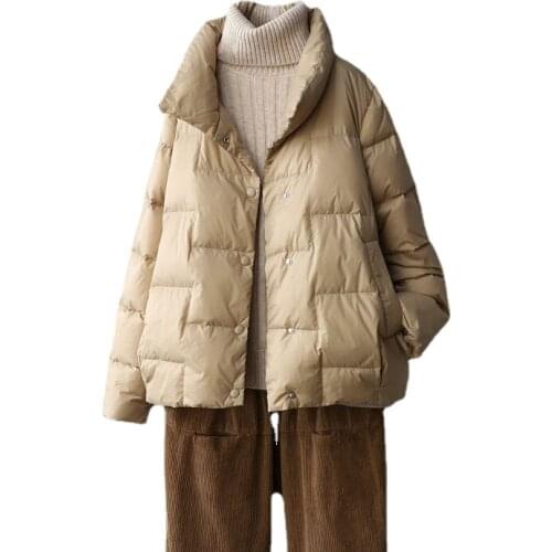 Autumn Winter Fashion White Duck Down Coat Women Single Breasted Down Jacket Black Warm Parkas Female Outerwear