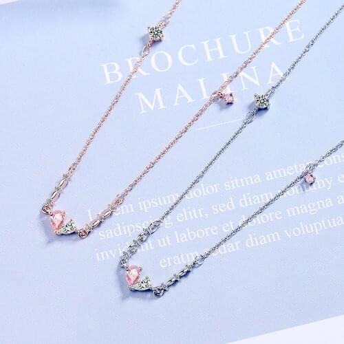 Waterdrop necklace female Korean version of elegant fashion inlaid chain personality sweet bow pendant necklace girl gift