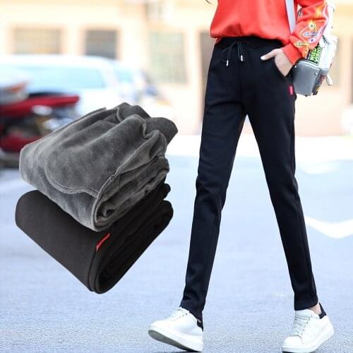 Winter Thick Fleece Warm Women Sport Pant Loose Female Running Jogging Fitness Casual Workout Trouser Sweatpant Sportswear