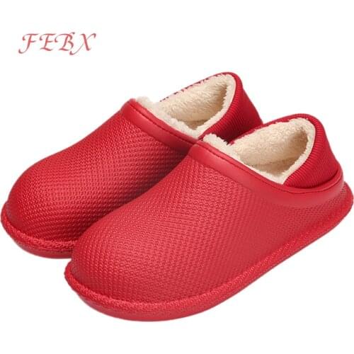 Winter Womens Flat Shoes Waterproof Warm Womens Plush Home Cotton Ladies Non-Slip Slip On Flats Female Slippers House Shoe