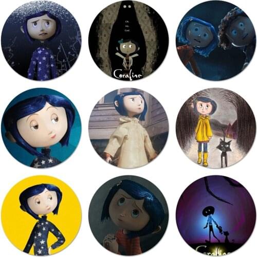 58mm Coraline Icons Pins Badge Decoration Brooches Metal Badges For Clothes Backpack Decoration