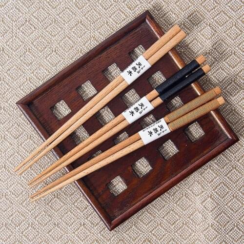 1 Pair Japanese Food Chop Stick Travel Baguettes Portable Reusable Non-slip Wooden Chopsticks Tableware Sushi Hashi Tools 2021