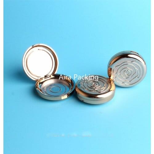 1Piece Gold Round Empty Cosmetic Blusher Case, DIY Plastic Eyeshadow Powder Container, Lipstick Sub Storage Box