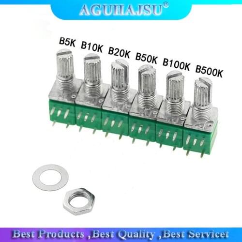 10pcs RV097NS B5K B10K B20K B50K B100K B500K 5PIN single linked potentiometer with a switch audio sealing potentiometer