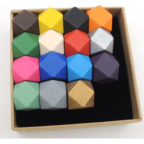 100pcs 20mm hand painted geometric natural wood bead 17 colors to choose do it yourself WC005