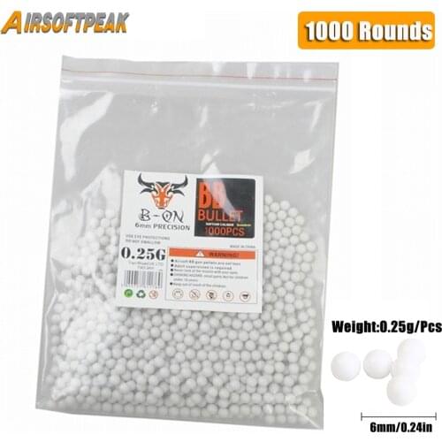 1000 Pcs Airsoft BB Balls Paintballs 6mm BB Strikeball BBS Bullets 0.25g Tactical Military CS Field Hunting Accessories BB Beads