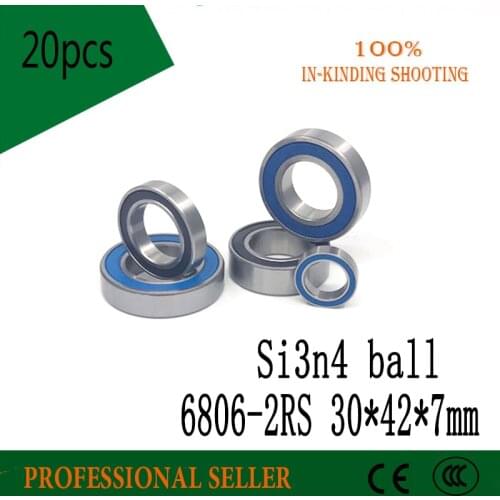 20pcs 6806-2RS 30x42x7mm 61806HC 2RS SI3N4 balls hybrid ceramic ball bearing for BB30 6806 RS