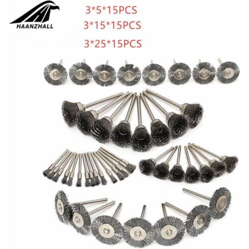 45pcs mini rotary stainless steel wire wheel wire brush small wire brushes set accessories for dremel mini drill rotary tools