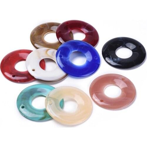 500g Acrylic Bead Links Imitation Cloud Style Donut/Pi Disc Connector for DIY Jewelry Making 43x4mm, Hole: 2.5mm