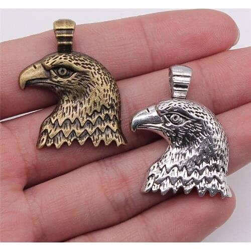 6pcs 33x29mm 2 Colors Antique Silver Color Antique Bronze Plated Charm Eagle Head For Jewelry Making Pendants Eagle