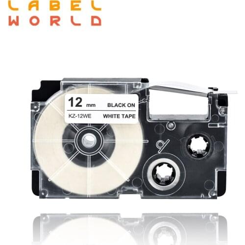 9/12/18mm casio label tape black on white compatible label tapes xr9we xr 12we XR-18WE for KL-60 typewriter KL-60SR kl120 3 PACK