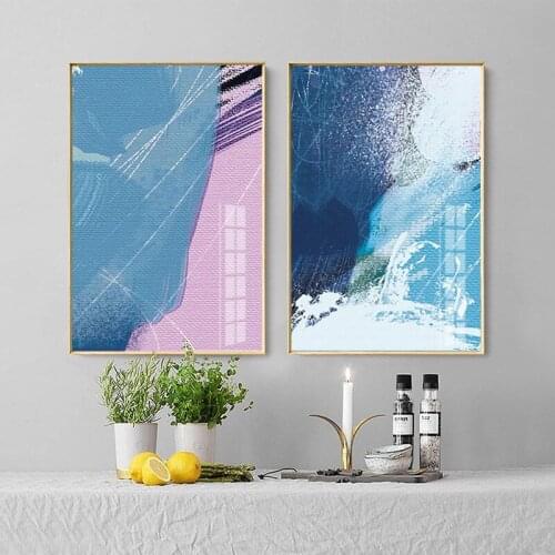 Abstract Beach Marble Texture Geometry Green Blue Pink Color Block Canvas Painting Wall Picture Print Poster Living Room Decor