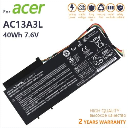 Genuine NEW AC13A3L New High Quality Laptop Battery For Acer Aspire P3-131 P3-171 X313 X313-E X313-M P3-171 7.6V 40wh batteria
