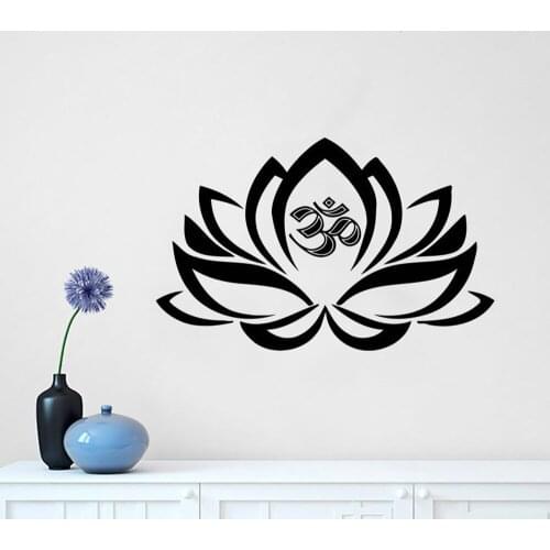 Lotus Flower With Om Sign Yoga Wall Decals Wall Vinyl Decal Interior removeable Home Decor Housewares Art Vinyl Stickers G263