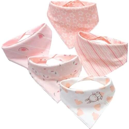 5Pcs/Lot Baby Bandana Drool Bibs 100% Organic Cotton Bibs Soft Absorbent Saliva Towel Feeding Bibs For Baby Eating Accessory