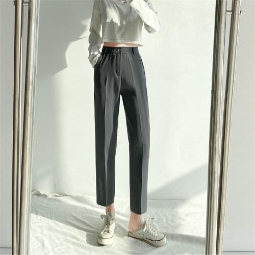 Women Suit Pants Loose High Waist Slim Casual Straight Ankle Harem Trousers Sportswear Sweatpants