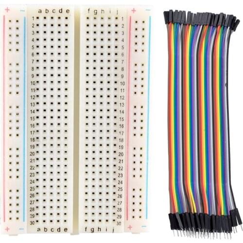 LBER 40 Pcs 1 Pin Male To Female Jumper Cable 20 Cm Long & Breadboard Experiment Board Breadboard 400 Contacts