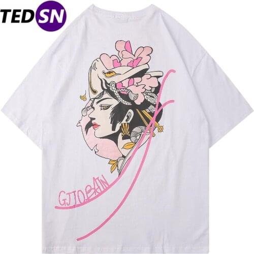 Hip Hop T Shirts Men 2020 Summer Streetwear Japanese Style Harajuku Cartoon Print Short Sleeve Casual Cotton Tshirt