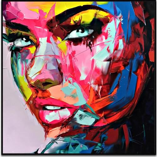 Hand-Painted Pop Art Knife Painting Figure Women Portrait Wall Canvas Art High-Quality Modern Home Room Decor Decoration Mural