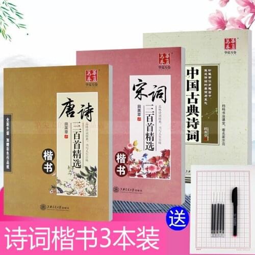 Chinese Pen Calligraphy Copybook Tang Poetry Song Ci Calligraphy Copybook Regular Script Chinese Character Practice Copy Book-BE