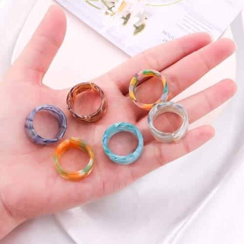 Thumb Opening Rings 2021 New Korea Style Acrylic Resin Transparent Colorful Ring for Girls Travel Jewelry Aesthetic Gift Звенеть