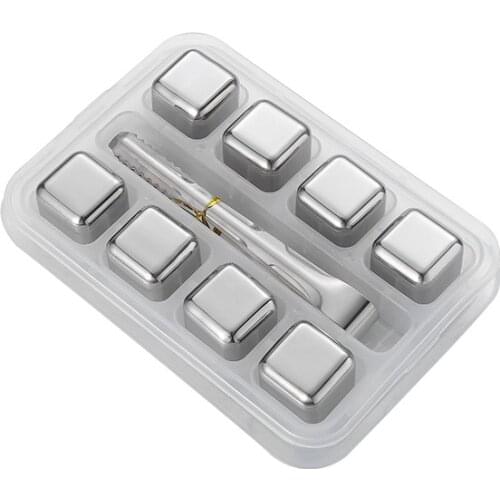 Homir 1pc/6pcs/8Pcs Stainless Steel Ice Cubes, Reusable Chilling Stones For Whiskey Wine, Keep Your Drink Cold Longer Ice Cubes