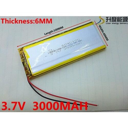 Li-po 3.7V 3000mAh 6040100 Lithium Polymer Li-Po li ion Rechargeable Battery cells For Mp3 MP4 MP5 GPS
