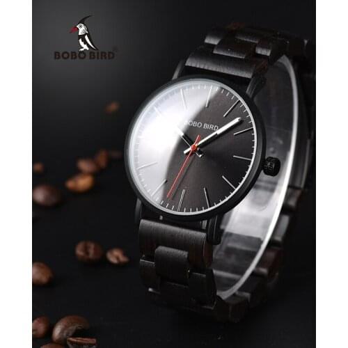BOBO BIRD Men Watches Wooden Quartz Wristwatches Luxury Ebony wood watch band relogio masculino C-Q30