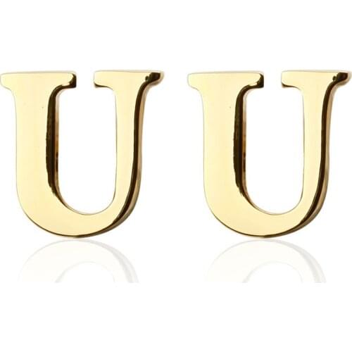New Brand gold A-Z letter U Shirt Cufflinks for Men Jewelry Wedding Groom Alloy Cuff Links French Business Abotoaduras Gift