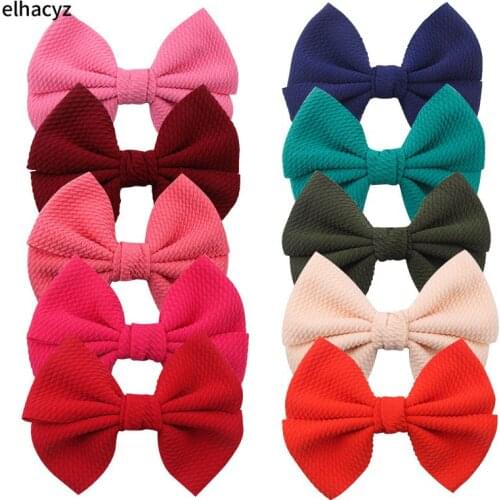 10pcs/lot 2021 NEW Spring Hair Bows 5'' Large Waffle For Kids Headband Hair Clip/ Without Clip DIY Women Girls Hair Accessories