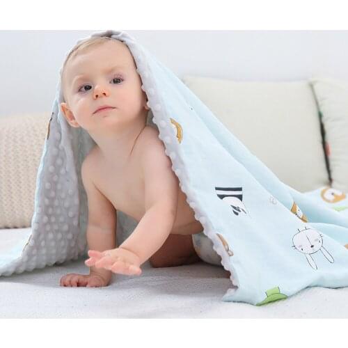 Insular Baby Dotted Blanket 43.3*31.5In Soft Cotton&Plush Skin-friendly Breathable Unisex Infant Blankets for Bed Stroller Crib