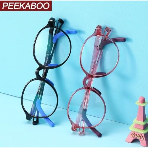 Peekaboo tr90 frame blue light blocking glasses baby boy girl clear lens kids round glasses frame for children transparent