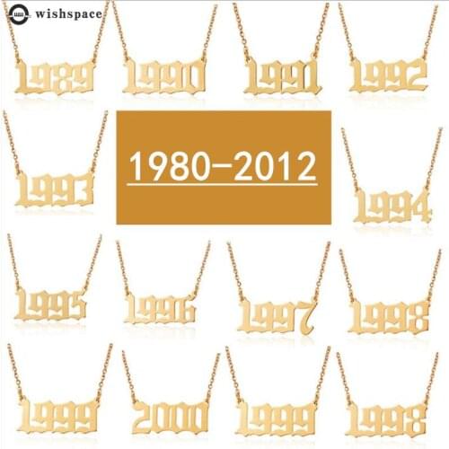 Wishspace Personality stainless steel necklace year birthday digital small pendant necklace birthday gifts of jewelry