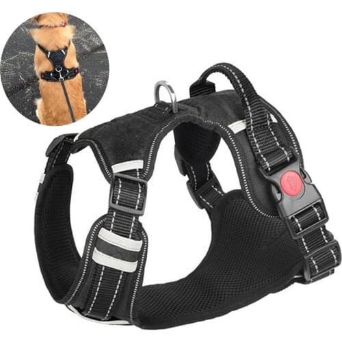 Adjustable Soft Pet Dog Harness Puppy Breathable Adjustable Walking Vest with Handle & Reflective Stripes