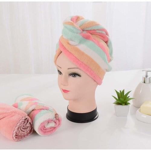 Microfiber Shower Cap Hair Dryer Hat Turban for Women Head Wraps Towel Absorbent Twist Quick Drying Caps 65cm TJ2413