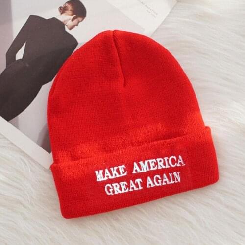 Donald Trump Hat MAGA Winter Knit Red Beanie Make America Great Again Cap Trump Hat