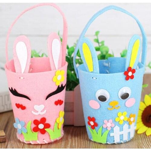 Rabbit Bag Non-Woven Egg Shopping Basket Children Creative Handmade DIY Toy Decoration Material Bag Craft Toys Easy To Operate