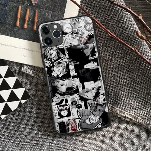 Tokyo Ghoul Ken Kaneki Anime Soft Silicone Glass Phone Case for IPhone SE 6s 7 8 Plus X Xr Xs 11 12 Mini Pro Max Samsung Redmi