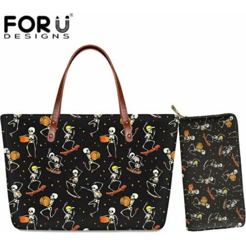 FORUDESIGNS Vintage Red Rose Handbags for Women Shoulder Bags and Wallet Set Female Ladies Large Capacity Purse Beach Tote Bag